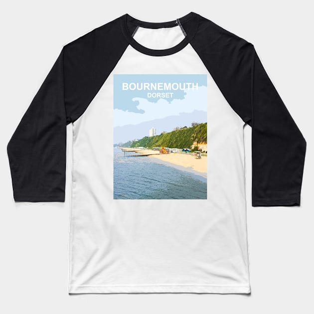 Bournemouth Dorset. Travel poster. Gift. Baseball T-Shirt by BarbaraGlebska